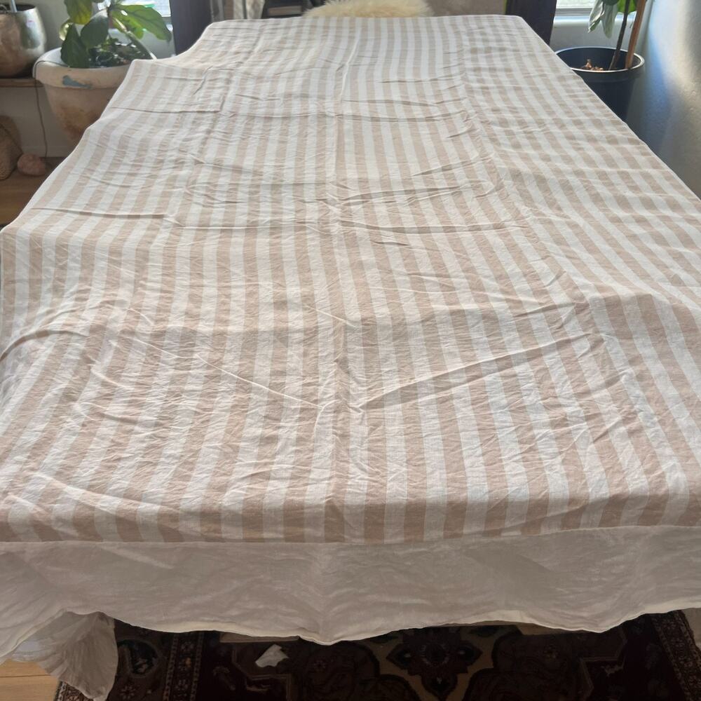 Brooklinen European Linen Duvet Cover Striped King Cali King Soft beige Ivory